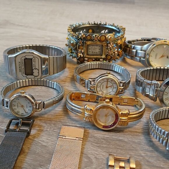 Lot 35+ Watches Parts/Repair ALL Metal Timex Fossil Relic Pulsar Anne Klein main image 5